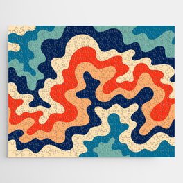 Retro 70s and 80s Abstract Soft Tone Flowing Layers Swirl Pattern Waves Art Vintage Color Palette Jigsaw Puzzle