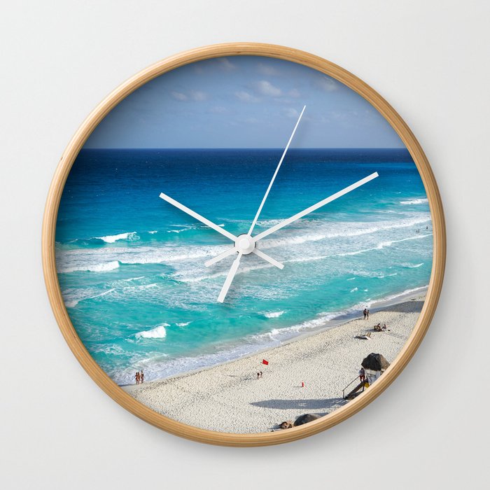 Mexico Photography - Beautiful Turquoise Water By The Beach Wall Clock