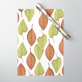 Watercolor Autumn Falling Leaf Pattern Wrapping Paper