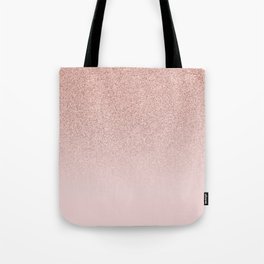 Trendy Rose Gold Faux Glitter Blush Pink Ombre Color Block Tote Bag