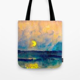 Yellow Moon (Over the Sea) landscape painting by Emil Nolde Tote Bag