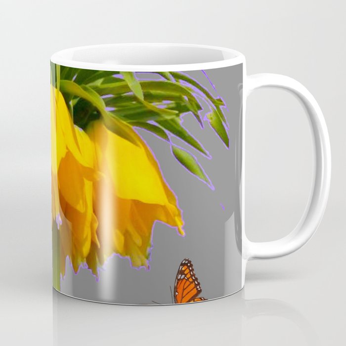 ORANGE MONARCH BUTTERFLIES CROWN IMPERIAL FLOWER Coffee Mug