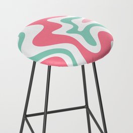 Retro Liquid Swirl Abstract Pattern in 80s Pink Teal White Bar Stool