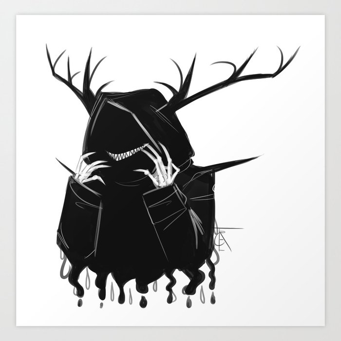 Creepy Grinning Hooded Figure Art Print By Certibbs Society6 Also hooded drawing anime available at png transparent variant. creepy grinning hooded figure art print by certibbs