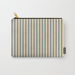 [ Thumbnail: Light Yellow, Tan & Slate Gray Colored Lined Pattern Carry-All Pouch ]