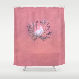 Bunny and Wildflowers - pastel goth, creepycute Shower Curtain