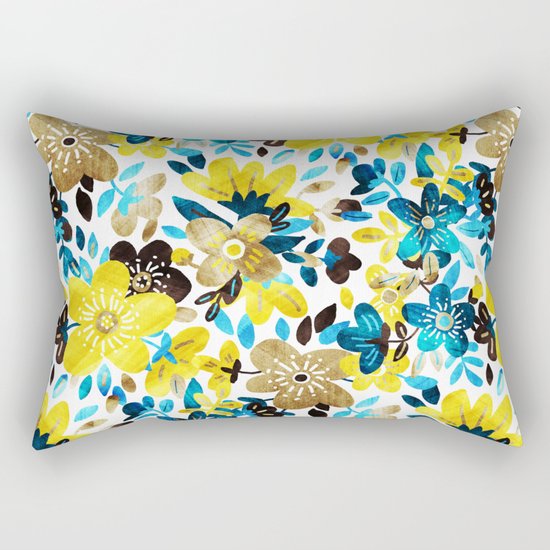 Happy Yellow Flower Collage Rectangular Pillow