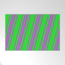 [ Thumbnail: Lime & Orchid Colored Lines Pattern Welcome Mat ]