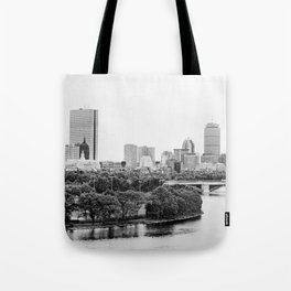 Black & White Boston Skyline III Tote Bag