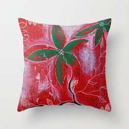 Red and green foliage fine art painting 3 of 3 Throw Pillow