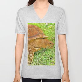 Sulcata Tortoise animal graphic by WordWorthyPhotos V Neck T Shirt