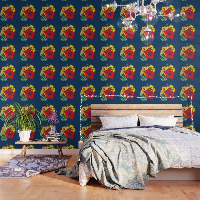Vintage Hawaiian Tropical Flowers Wallpaper By Annalemos Society6
