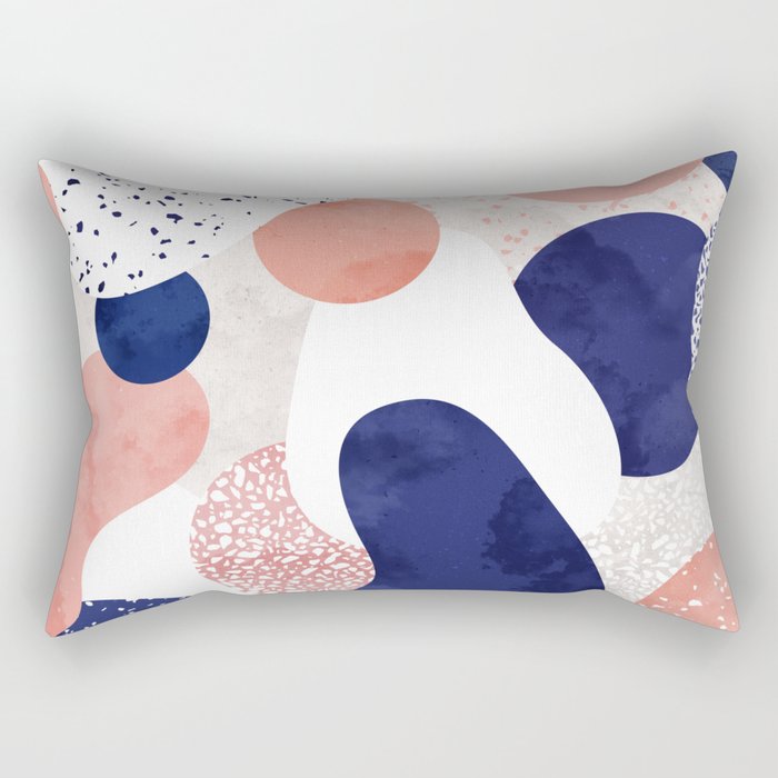 Terrazzo galaxy pink blue white Rectangular Pillow