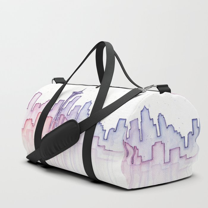 Seattle Skyline Watercolor Duffle Bag