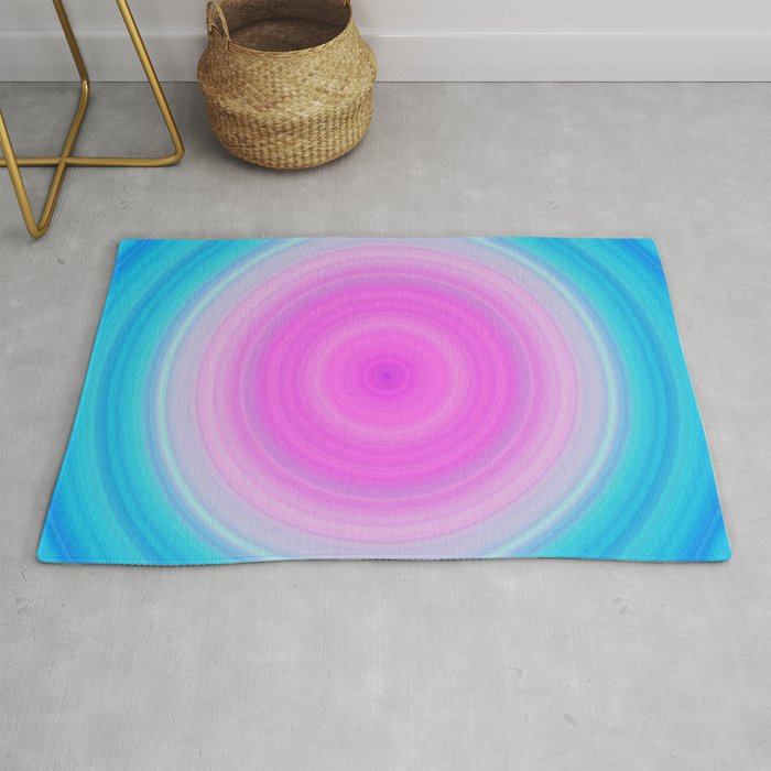 Ombre Pink Teal Circles Rug