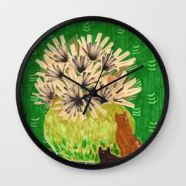 Chartreuse Vase drawing by Amanda Laurel Atkins Wall Clock