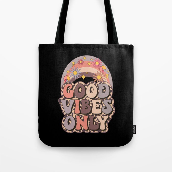 Good vibes only retro leopard pattern Tote Bag