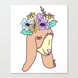 Floral Shy Goat Canvas Print