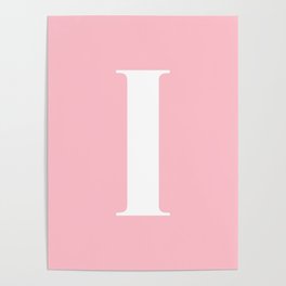 I MONOGRAM (WHITE & PINK) Poster | Abecedary, Lettering, Retro, Type, Letters, Graphicdesign, Text, Elegant, Initial, Customized 