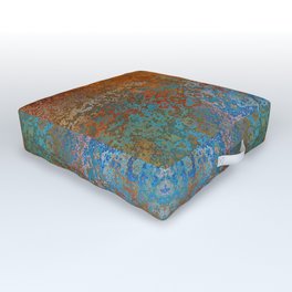 Vintage Rust, Terracotta and Blue Outdoor Floor Cushion