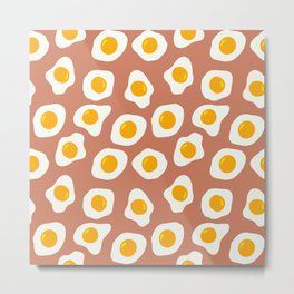 Eggs Pattern (Latte Color Background) Metal Print | Weightloss, Healthyeating, Roastedeggs, Eggpattern, Ketodiet, Weightgain, Cuteegg, Breakfastfood, Easterpattern, Yolk 