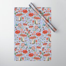 Lovely Red Mushrooms - Bluebg Wrapping Paper