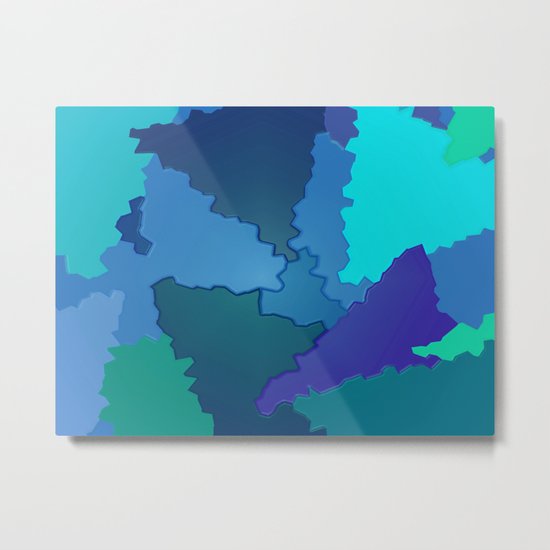 Blues and Greens Puzzle Patchwork Metal Print