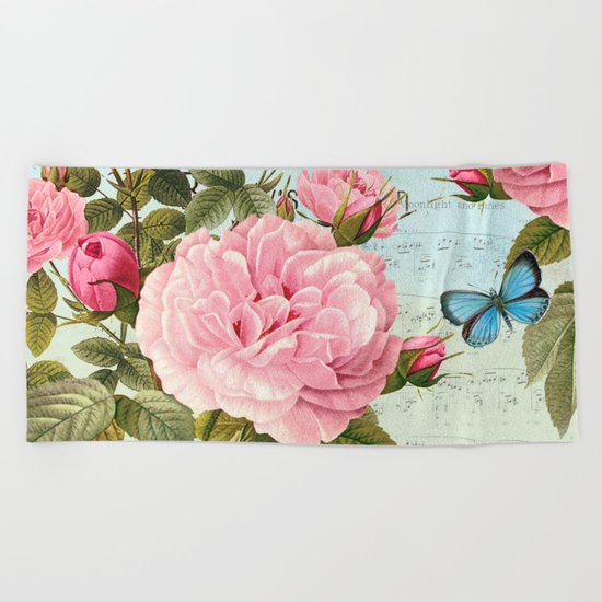 Vintage Flowers #2 Beach Towel