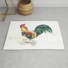 Symbol of the year, watercolor rooster, cock, cockerel Rug