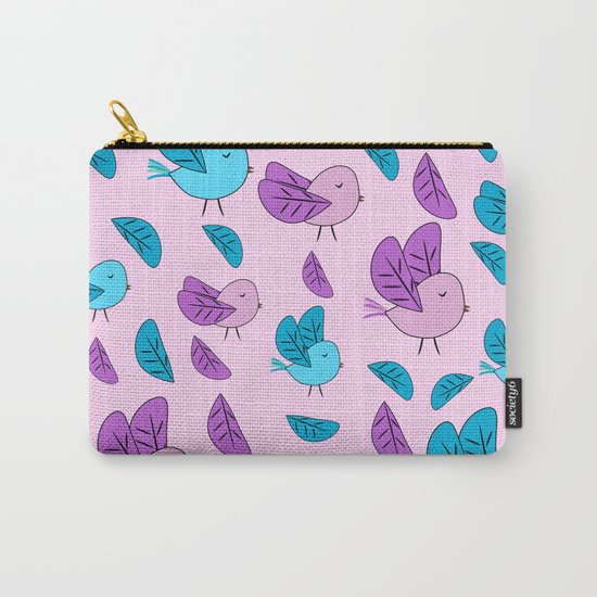 Birds in blue and pink Carry-All Pouch