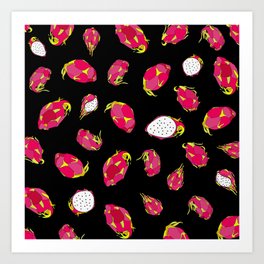 Dragon Fruit on Black Art Print