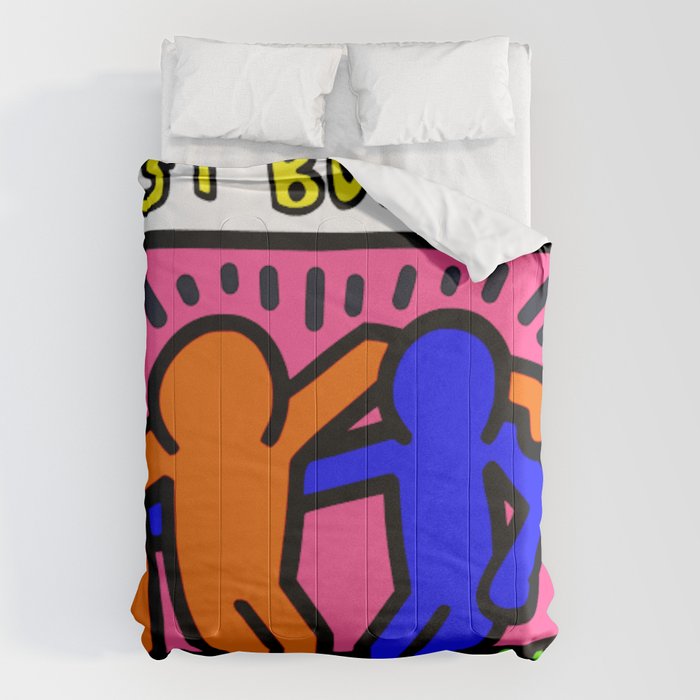 Vakantie lexicon R Keith Haring inspired "Best Buddies" Complementary Color O&B edition  Comforter by Korked Designs | Society6