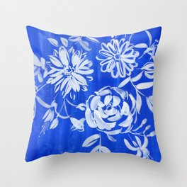 blue and white: flowers N.o 1 Throw Pillow
