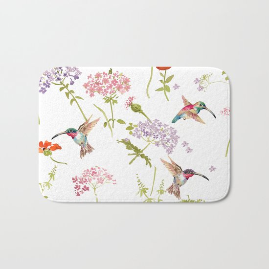 Hummingbird floral Bath Mat