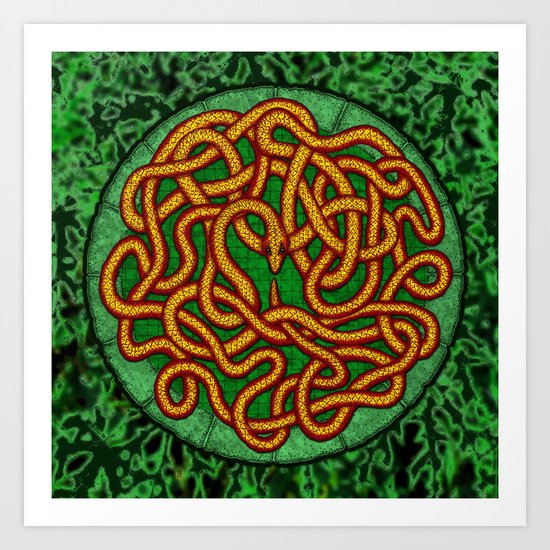 quozarrah jungle serpent mandala Art Print