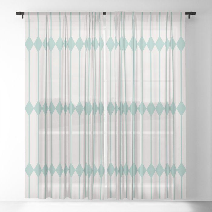 Minimal Geometric - Teal Sheer Curtain