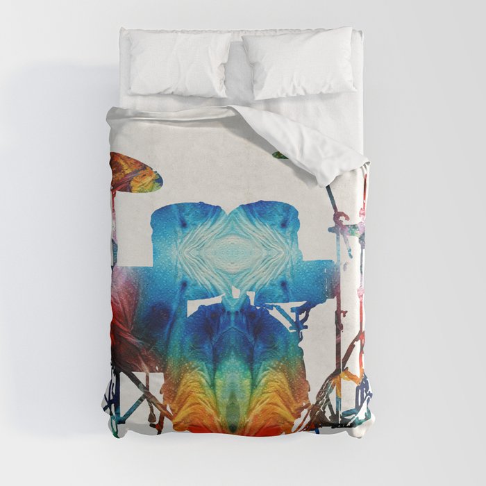 Drum Set Art - Color Fusion Drums - By Sharon Cummings Duvet Cover