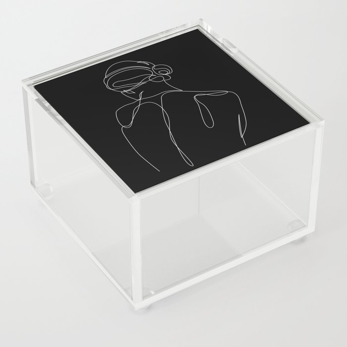 detached - one line art - black Acrylic Box