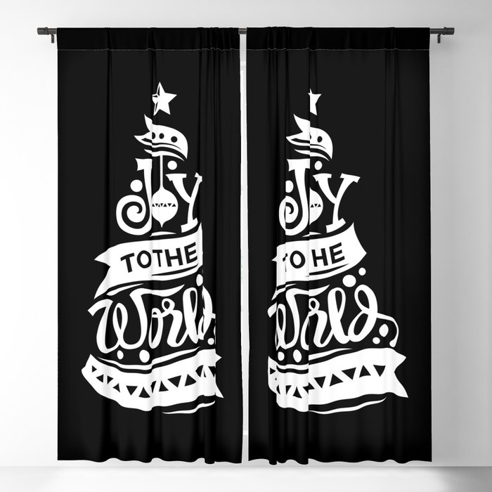 Joy To The World Christmas Tree Holiday Quote Blackout Curtain