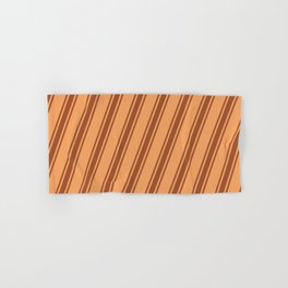 [ Thumbnail: Brown & Sienna Colored Lines Pattern Hand & Bath Towel ]