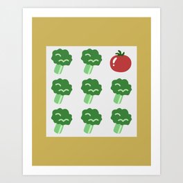 Eight broccoli one tomato 3 Art Print
