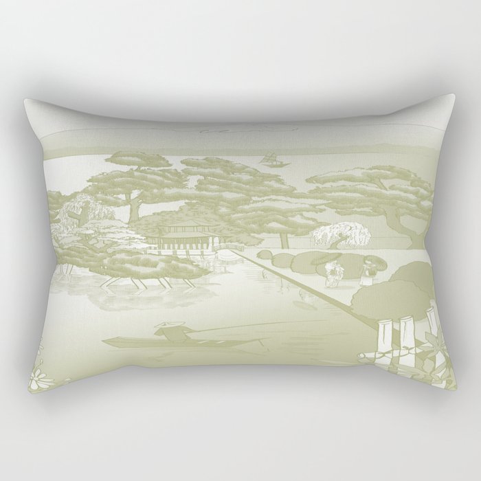 Japan Mural - Celadon Gradient Rectangular Pillow