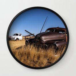 Rusty Abandoned Cars in Wyoming Wall Clock