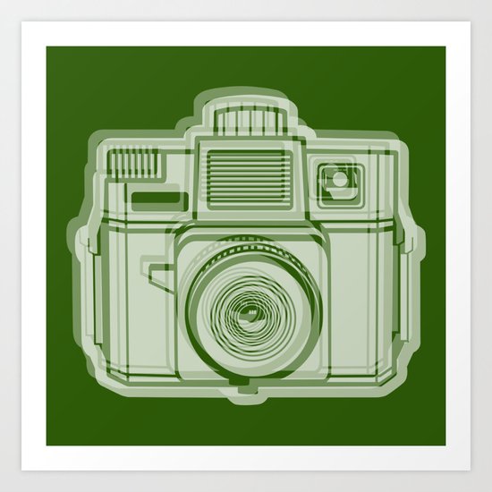 I Still Shoot Film Holga Logo - Reversed Green Art Print