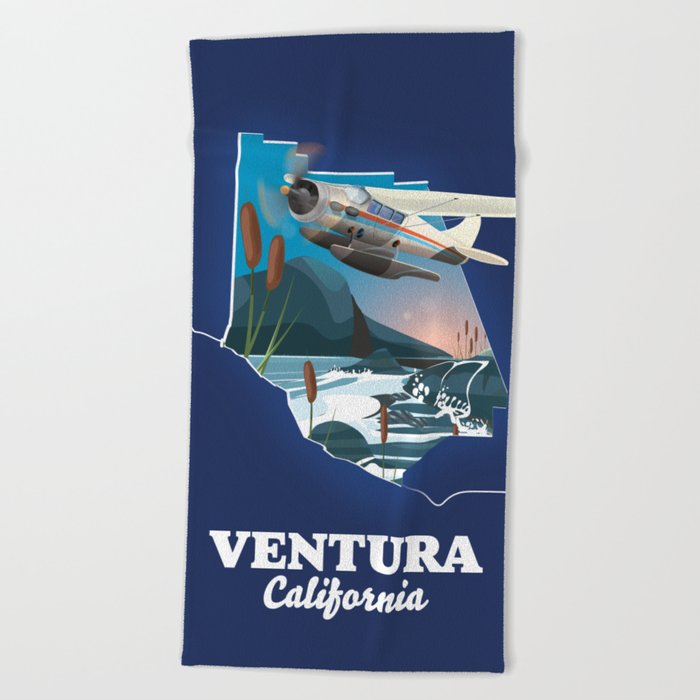 Ventura California travel map Beach Towel