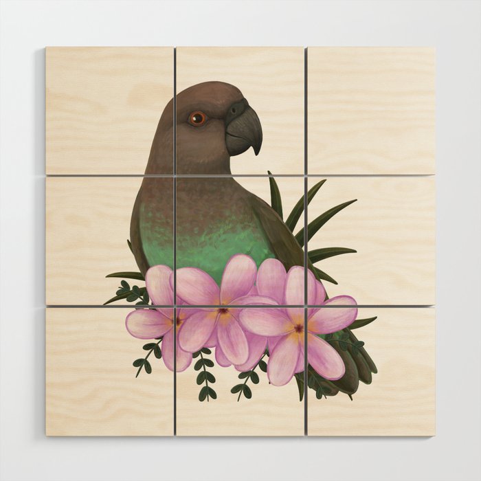 Red-bellied Parrot [female] Wood Wall Art