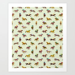 Off to the Horse Races (Mint) Art Print