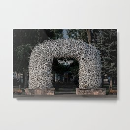 Elk Antler Arch Jackson Hole Wyoming Landmark Metal Print | Mountains, Country, Photo, Rural, Color, Jackson Hole, West, Arches, Roadside Attraction, Iconic 