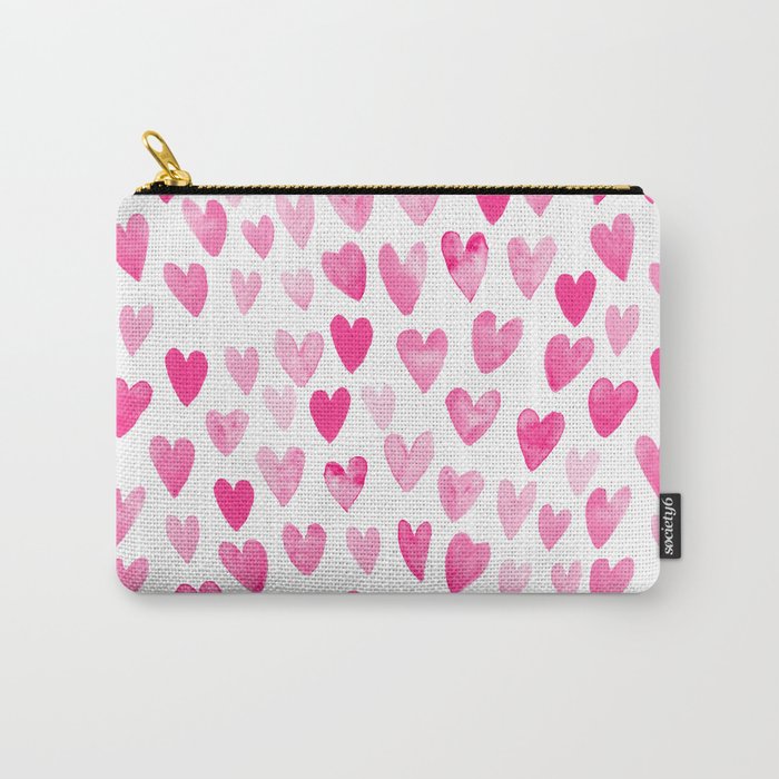 Hearts Pattern watercolor pink heart perfect essential valentines day gift idea for her Carry-All Pouch