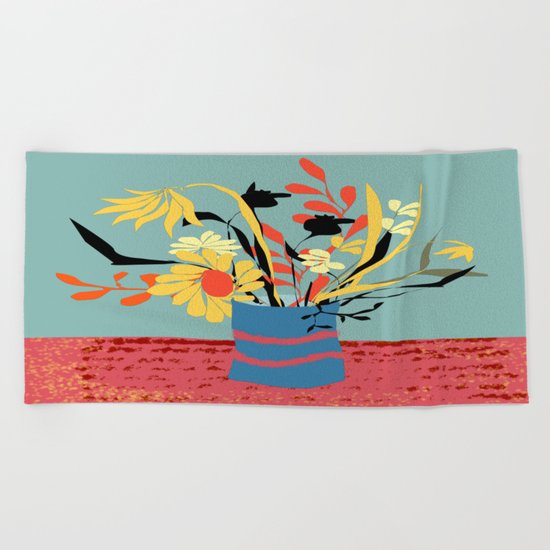 Vase of Flowers Beach Towel